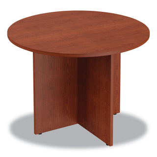 Alera Valencia Round Conference Table with Legs, 42" Diameter x 29.5h, Medium Cherry - 
