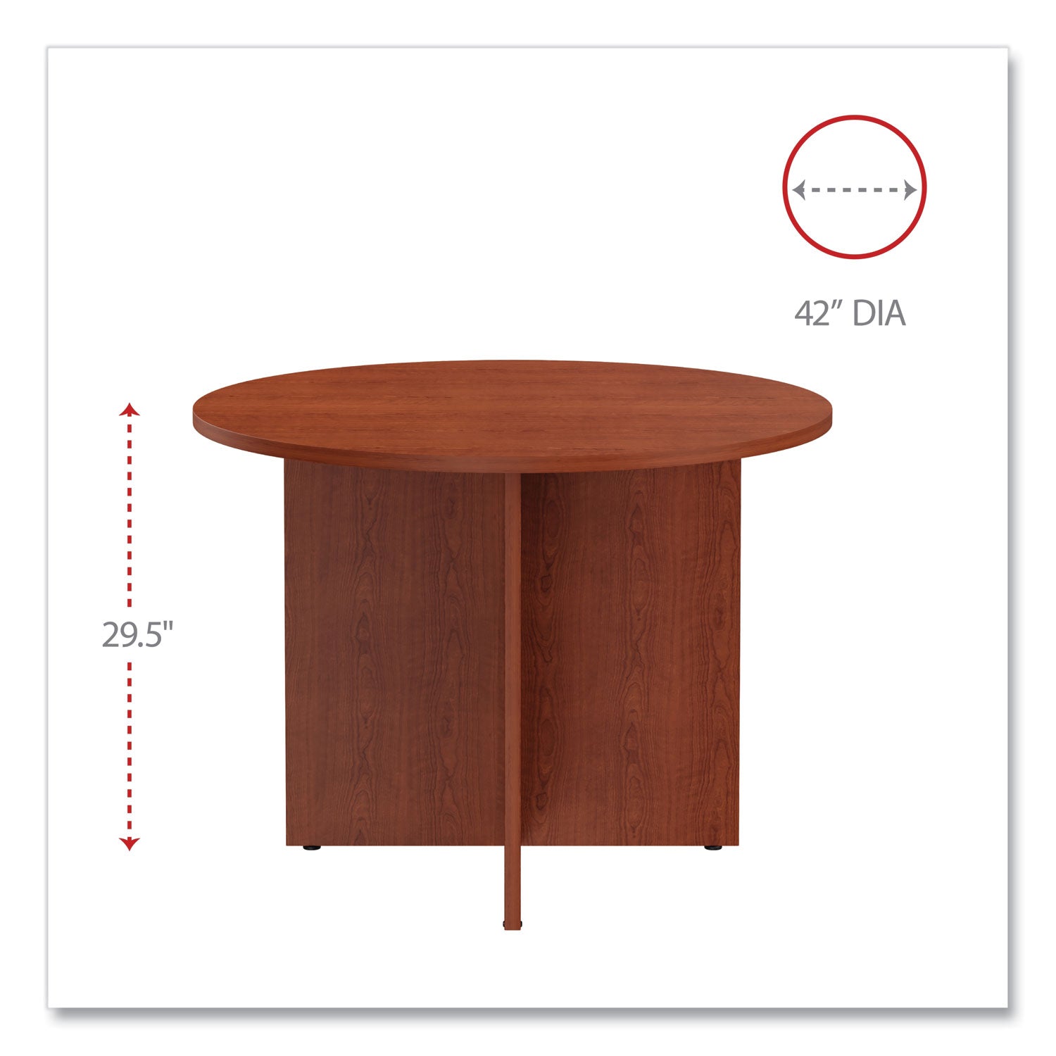 Alera Valencia Round Conference Table with Legs, 42" Diameter x 29.5h, Medium Cherry - 
