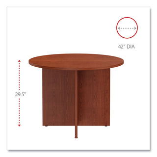 Alera Valencia Round Conference Table with Legs, 42" Diameter x 29.5h, Medium Cherry - 