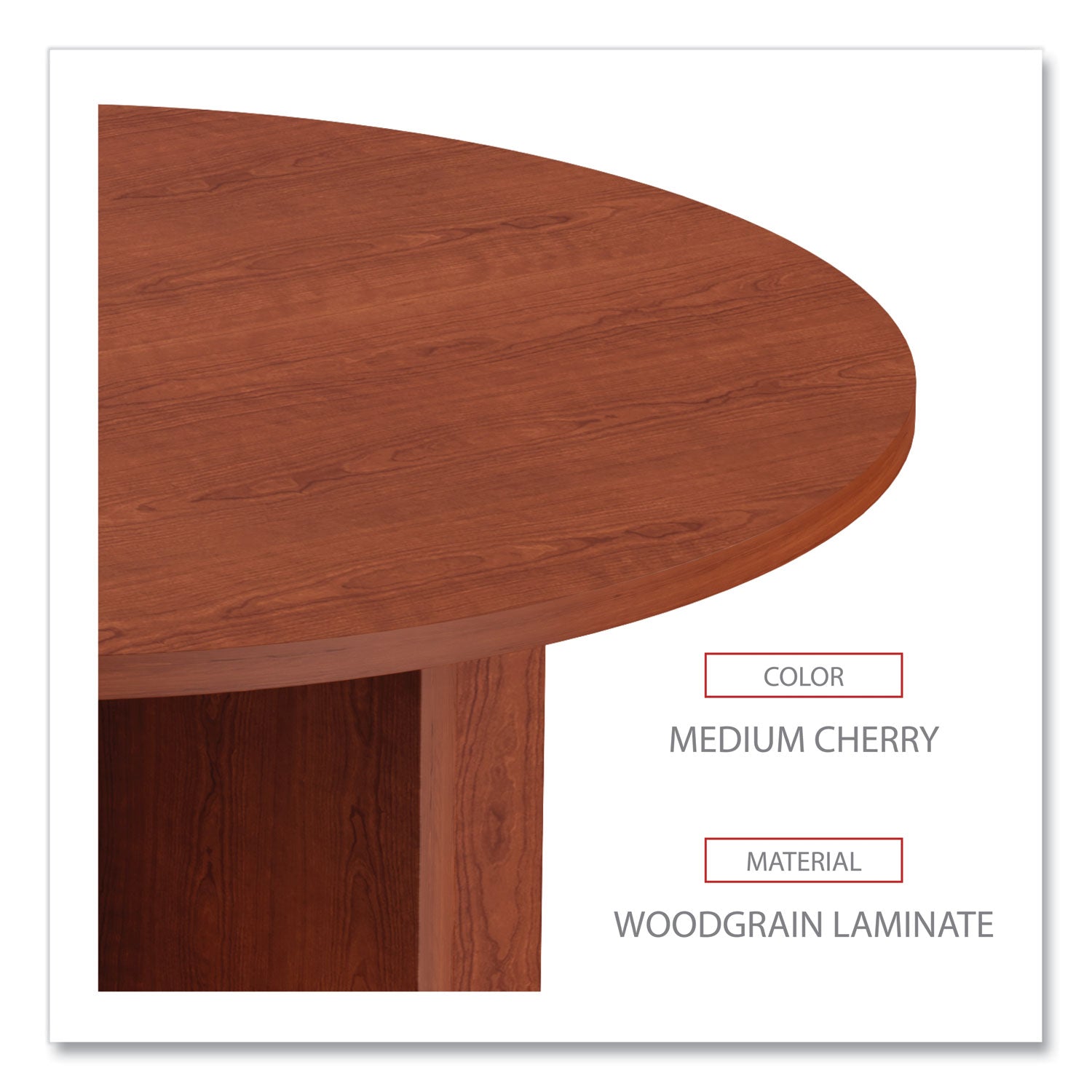Alera Valencia Round Conference Table with Legs, 42" Diameter x 29.5h, Medium Cherry - 
