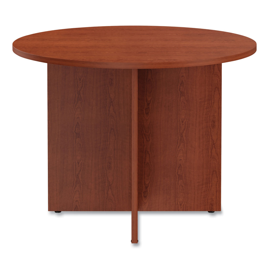 Alera Valencia Round Conference Table with Legs, 42" Diameter x 29.5h, Medium Cherry - 