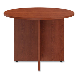 Alera Valencia Round Conference Table with Legs, 42" Diameter x 29.5h, Medium Cherry - 