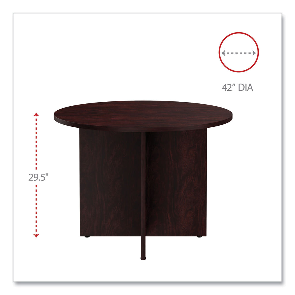 Alera Valencia Round Conference Table with Legs, 42" Diameter x 29.5h, Mahogany - 