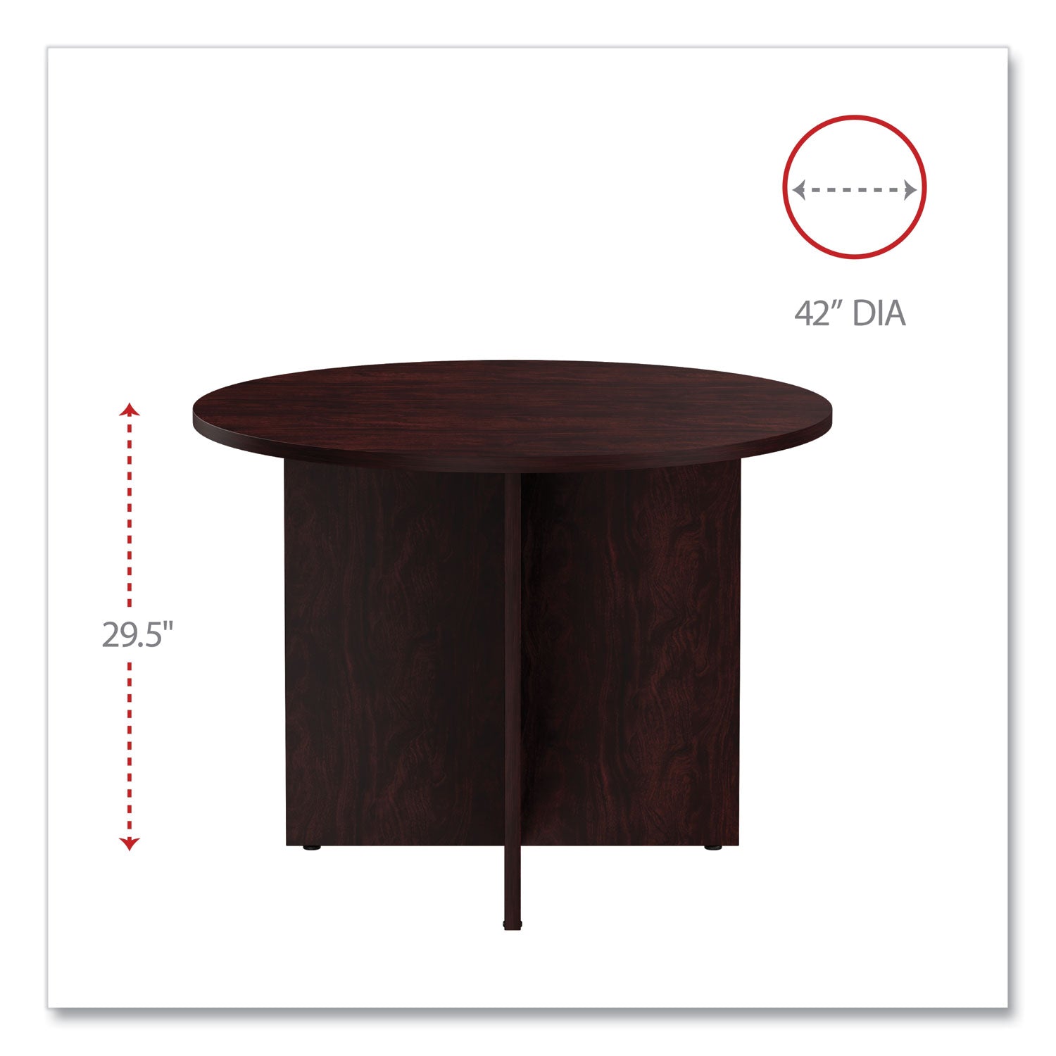 Alera Valencia Round Conference Table with Legs, 42" Diameter x 29.5h, Mahogany - 