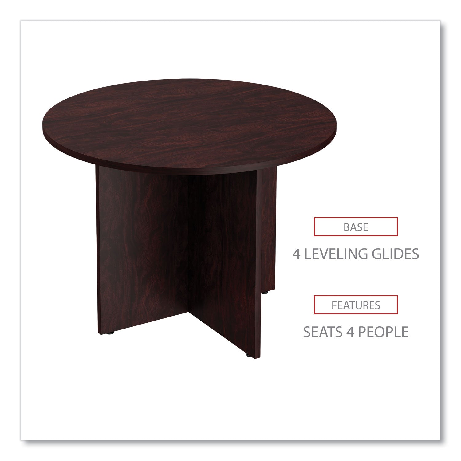 Alera Valencia Round Conference Table with Legs, 42" Diameter x 29.5h, Mahogany - 