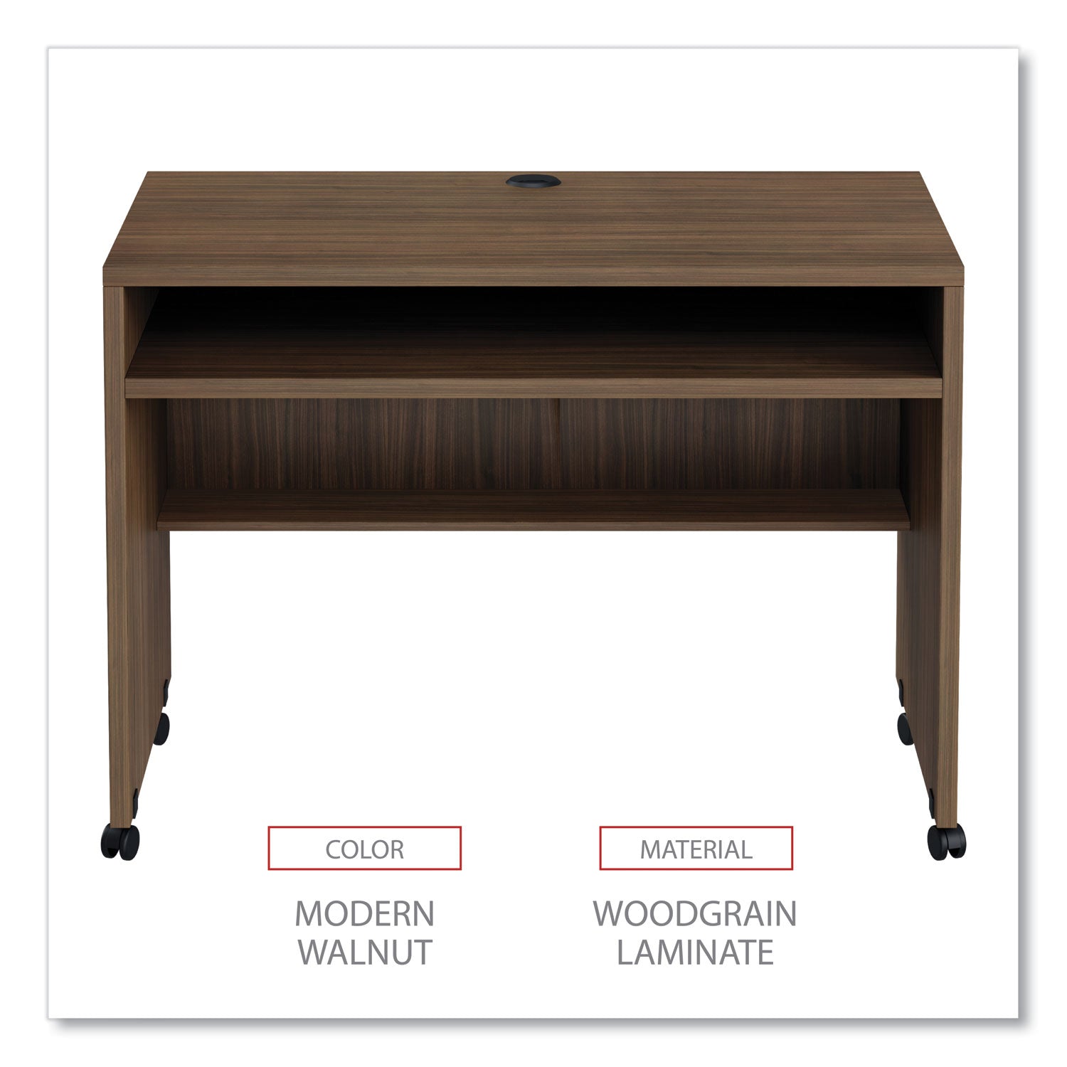 Alera Valencia Series Mobile Workstation Desk, 41.38" x 23.63" x 30", Modern Walnut