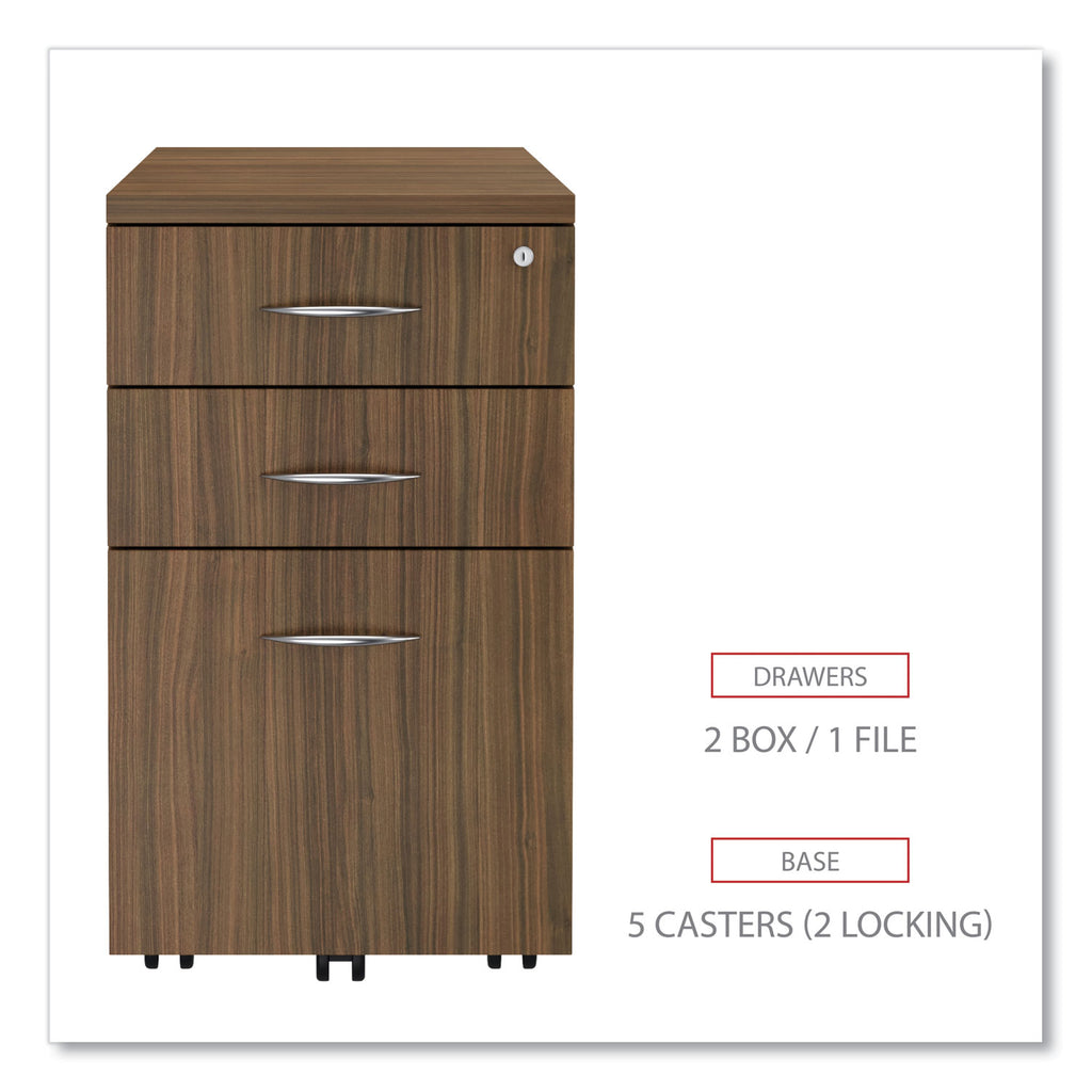 Alera Valencia Series Mobile Pedestal File, Left/Right, 3-Drawer: Box/Box/File, Legal/Letter, Walnut, 15.88 x 20.5 x 28.38