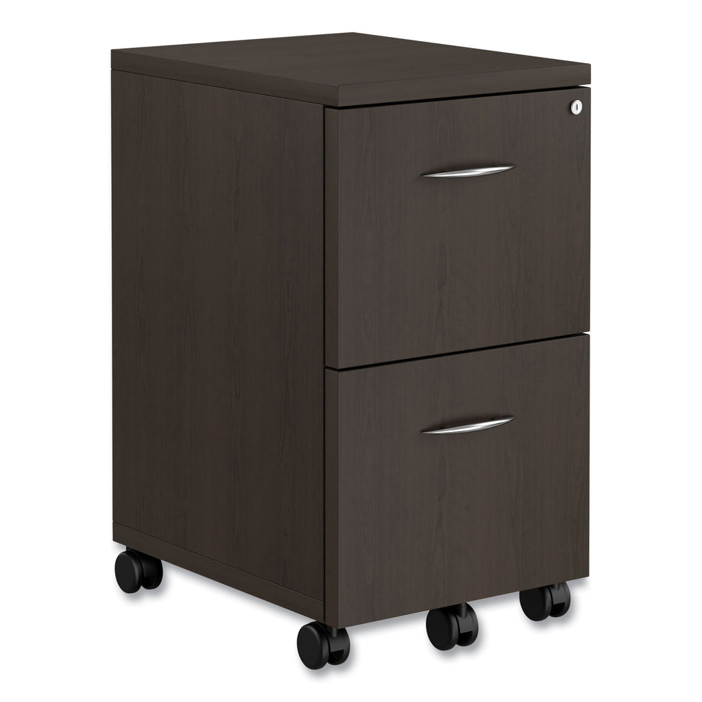 Alera Valencia Series Mobile Pedestal, Left or Right, 2 Legal/Letter-Size File Drawers, Espresso, 15.38" x 20" x 26.63