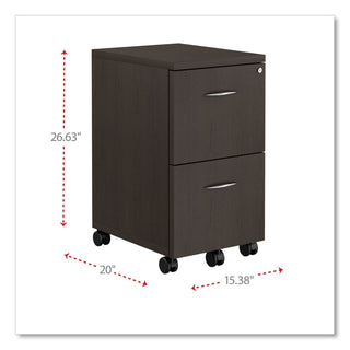 Alera Valencia Series Mobile Pedestal, Left or Right, 2 Legal/Letter-Size File Drawers, Espresso, 15.38" x 20" x 26.63
