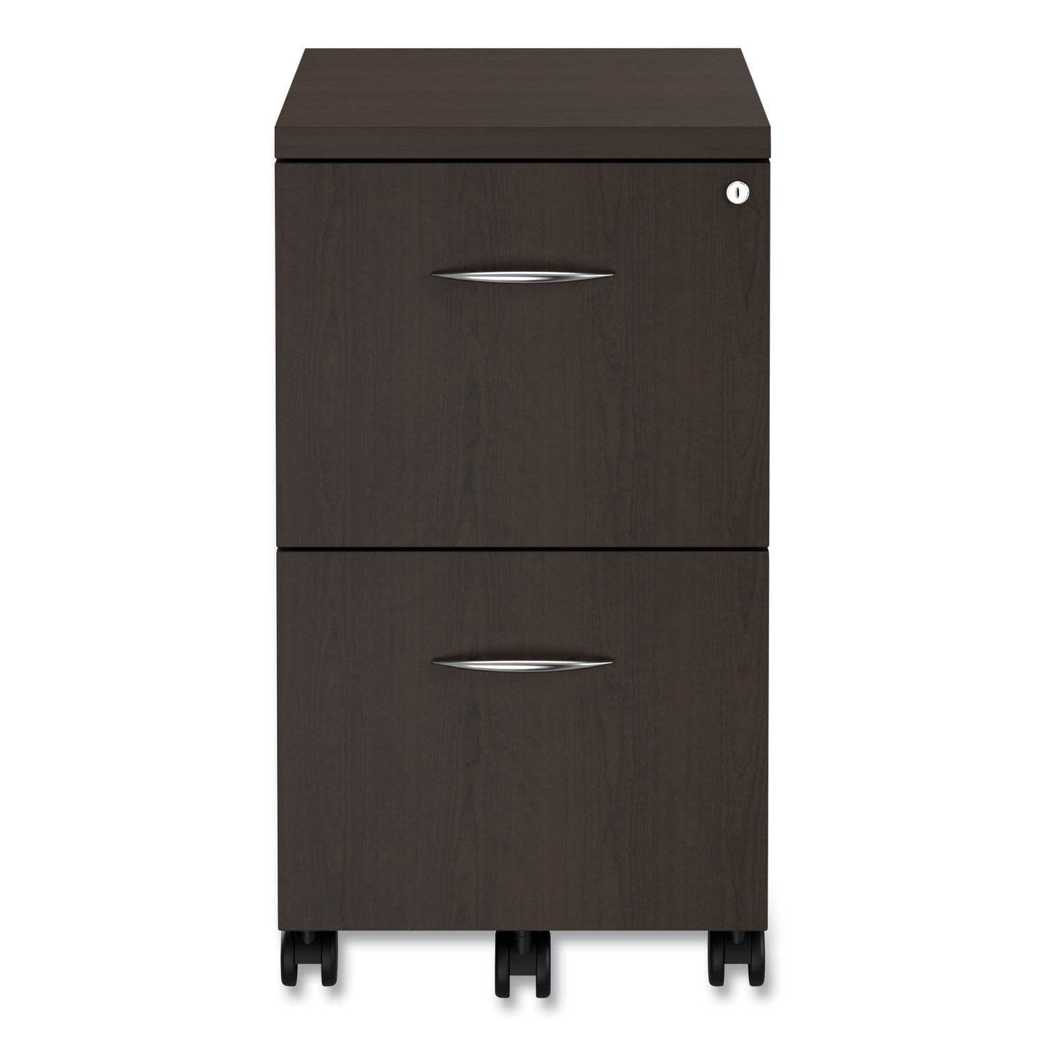 Alera Valencia Series Mobile Pedestal, Left or Right, 2 Legal/Letter-Size File Drawers, Espresso, 15.38" x 20" x 26.63