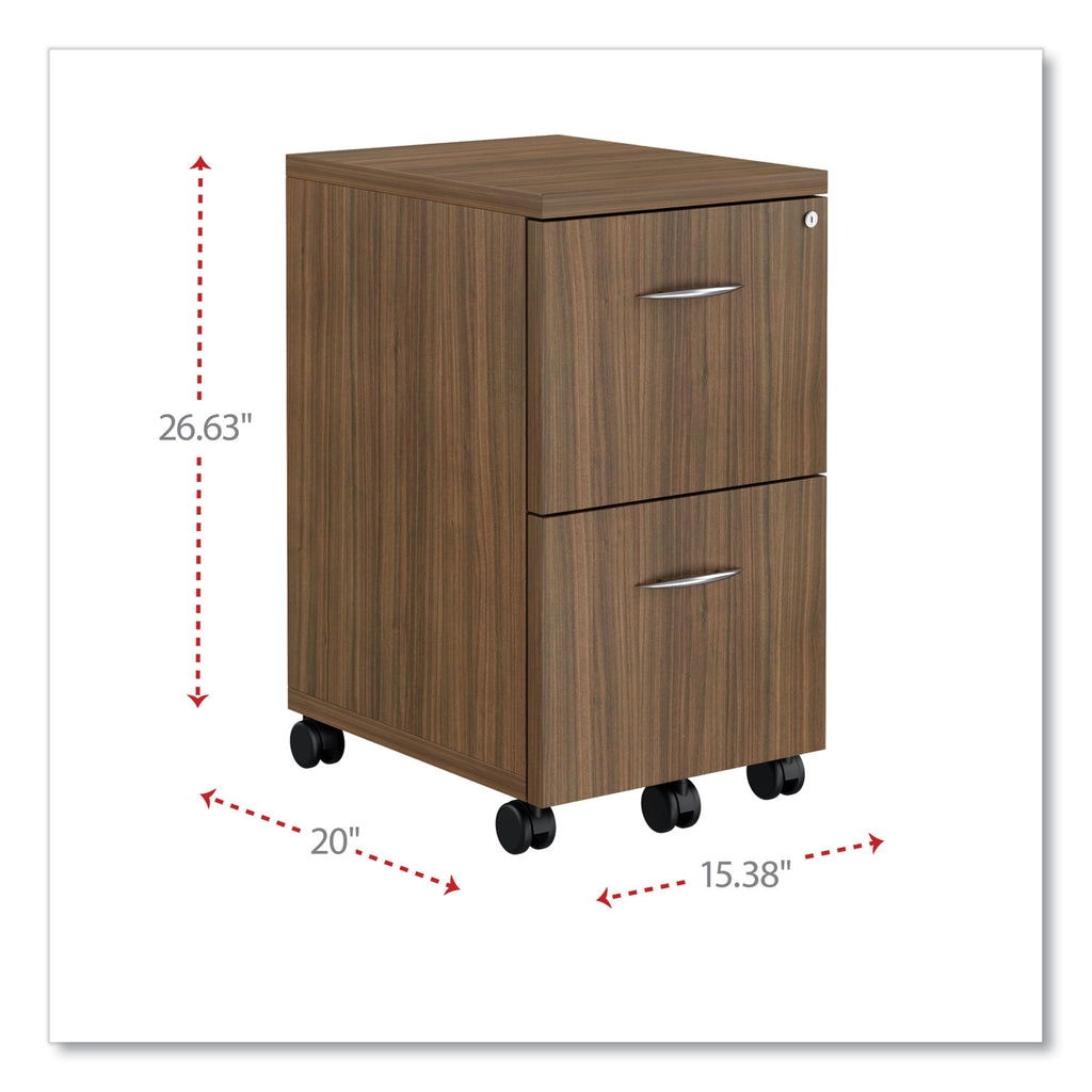 Alera Valencia Series Mobile Pedestal, Left or Right, 2 Legal/Letter-Size File Drawers, Modern Walnut, 15.38" x 20" x 26.63