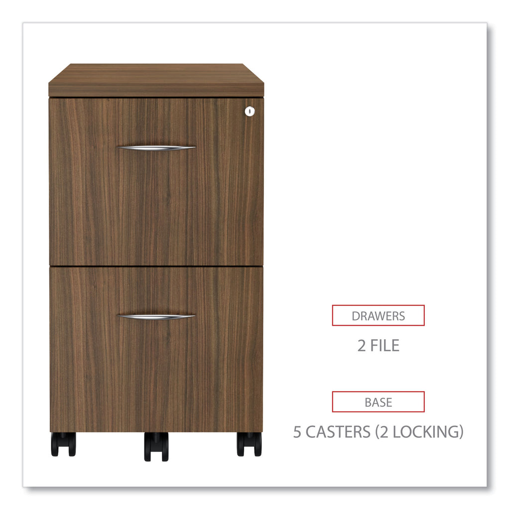 Alera Valencia Series Mobile Pedestal, Left or Right, 2 Legal/Letter-Size File Drawers, Modern Walnut, 15.38" x 20" x 26.63