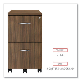 Alera Valencia Series Mobile Pedestal, Left or Right, 2 Legal/Letter-Size File Drawers, Modern Walnut, 15.38" x 20" x 26.63
