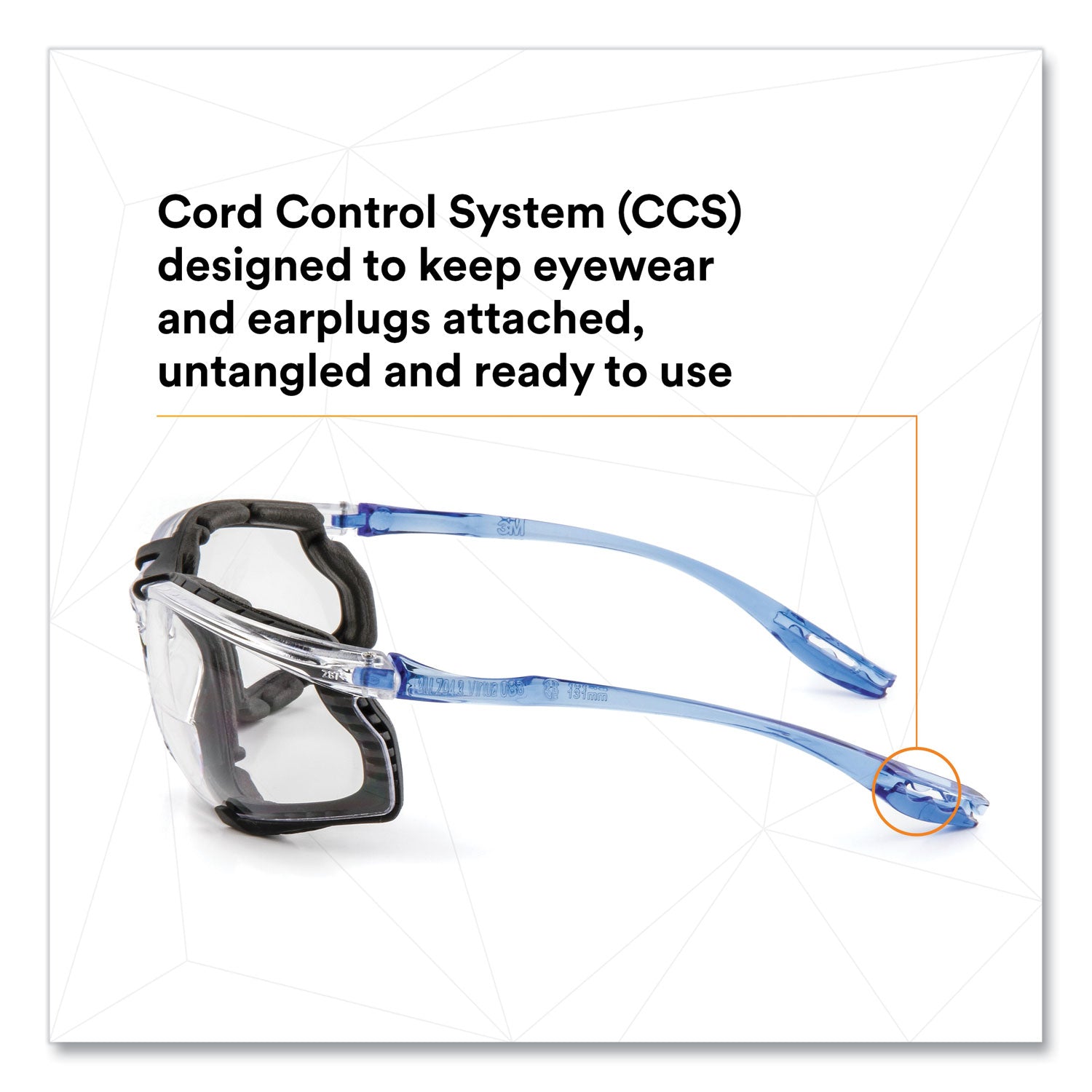 CCS Protective Eyewear with Foam Gasket, Blue Plastic Frame, Clear Polycarbonate Lens