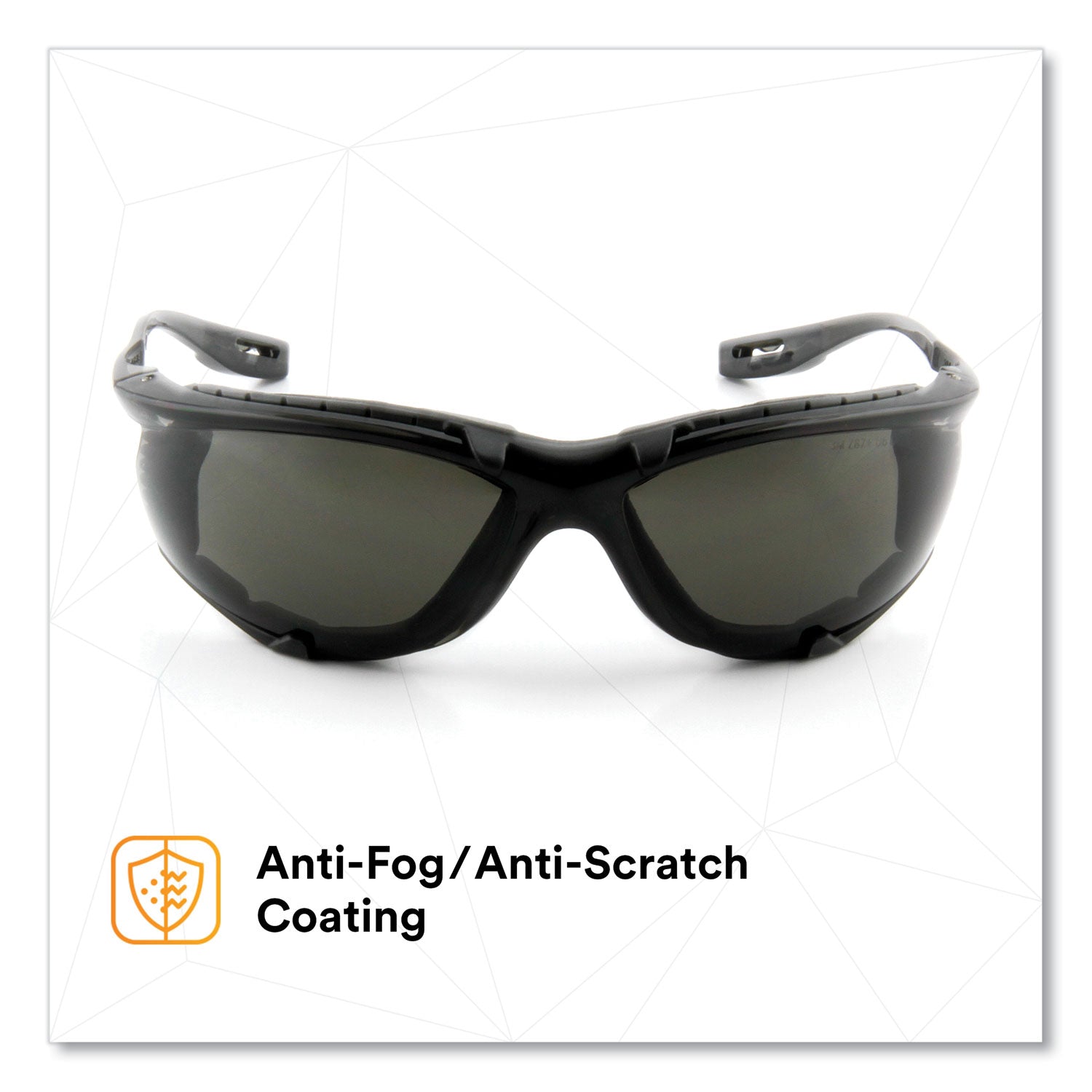 Virtua CCS Protective Eyewear with Foam Gasket, Black/Gray Plastic Frame, Gray Polycarbonate Lens
