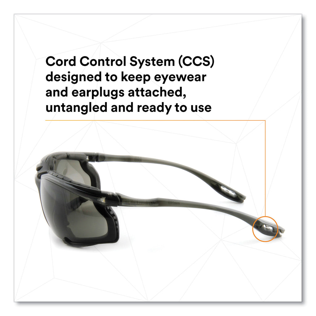Virtua CCS Protective Eyewear with Foam Gasket, Black/Gray Plastic Frame, Gray Polycarbonate Lens