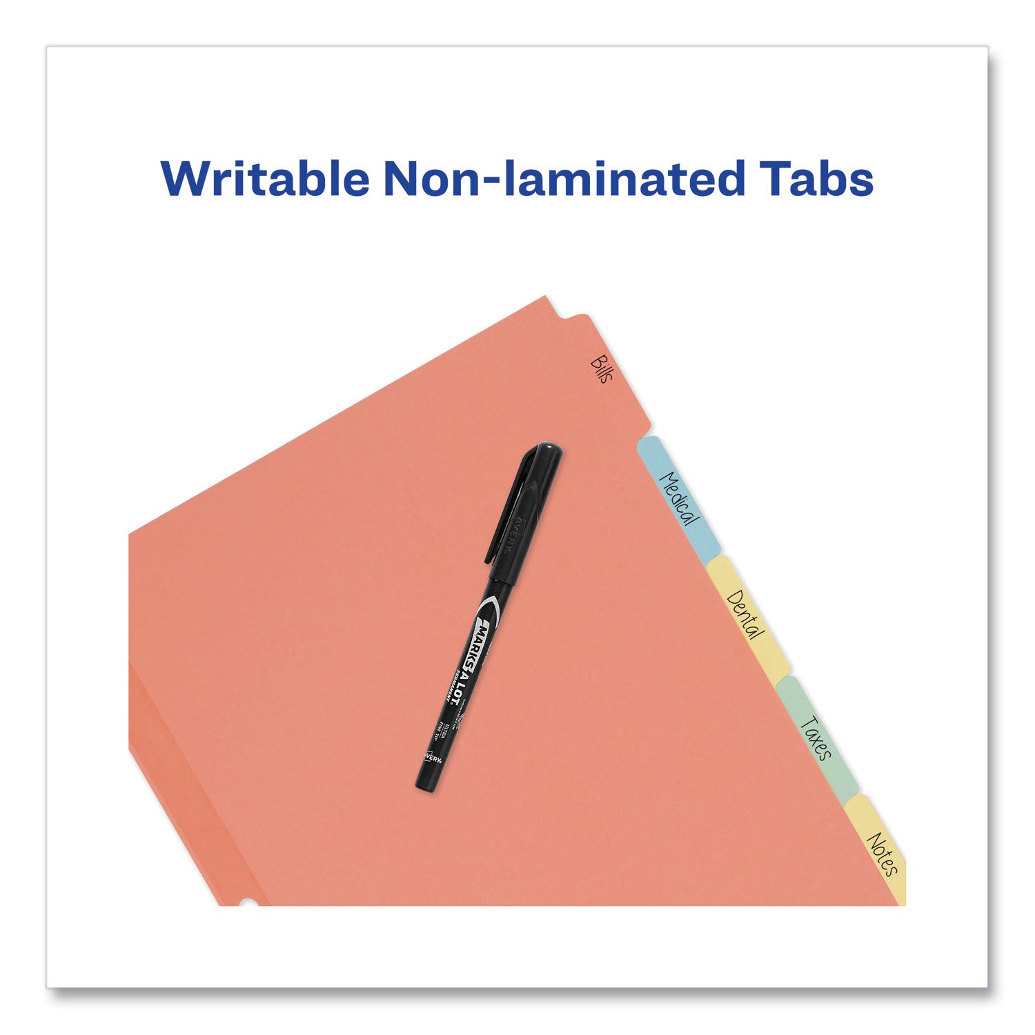 Write and Erase Plain-Tab Paper Dividers, 5-Tab, 11 x 8.5, Multicolor, 36 Sets - 