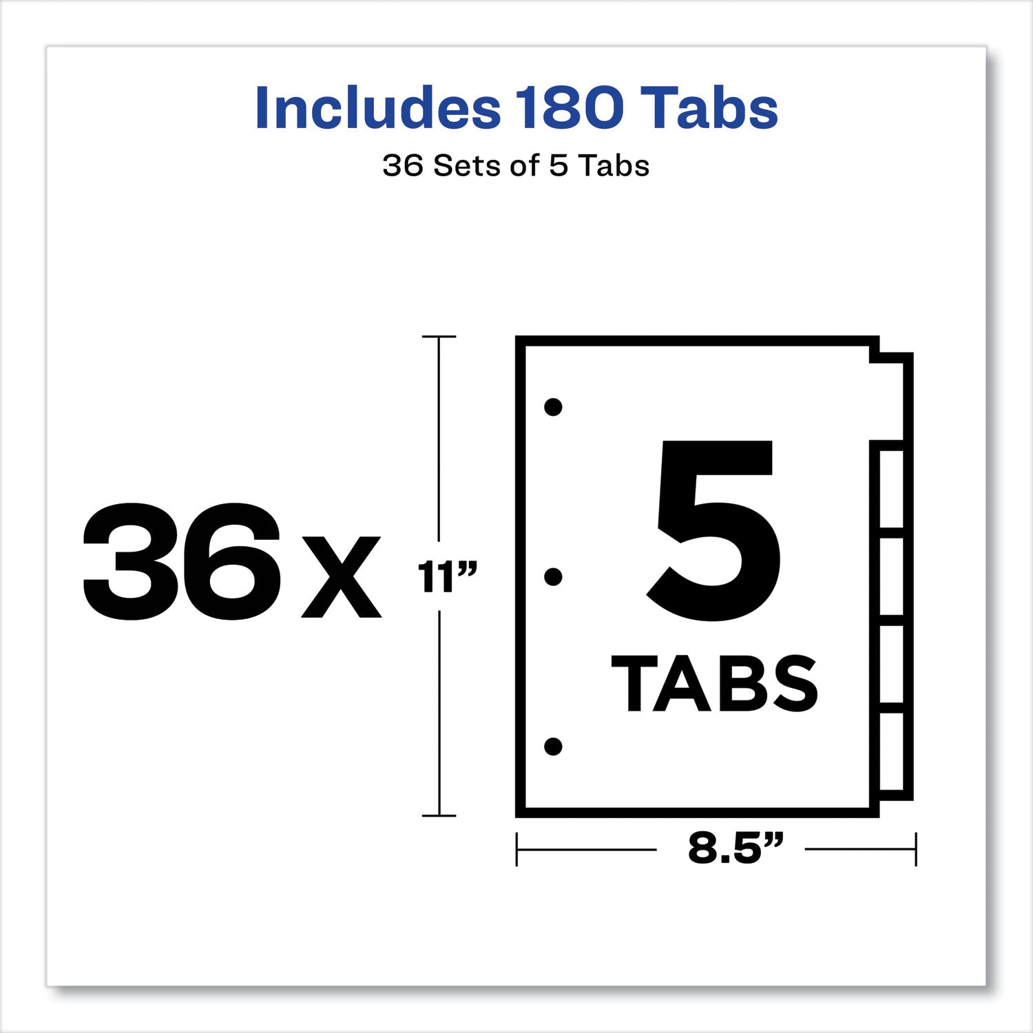 Write and Erase Plain-Tab Paper Dividers, 5-Tab, 11 x 8.5, Multicolor, 36 Sets - 