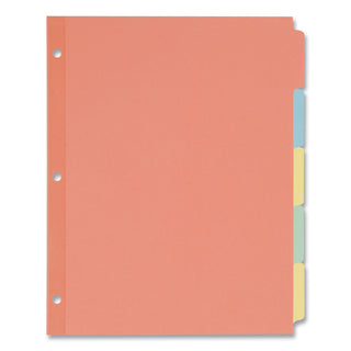 Write and Erase Plain-Tab Paper Dividers, 5-Tab, 11 x 8.5, Multicolor, 36 Sets - 