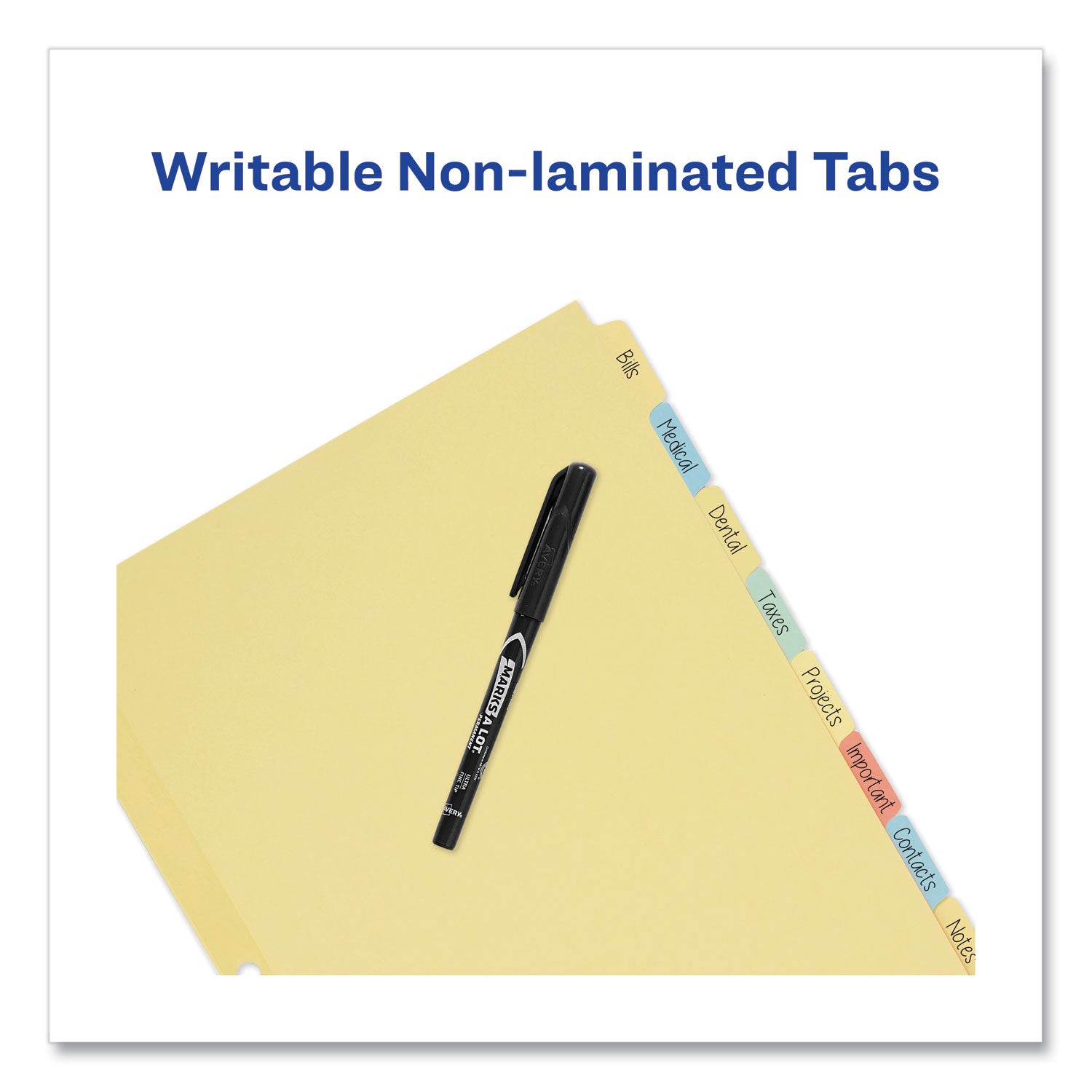 Write and Erase Plain-Tab Paper Dividers, 8-Tab, 11 x 8.5, Multicolor, 24 Sets - 