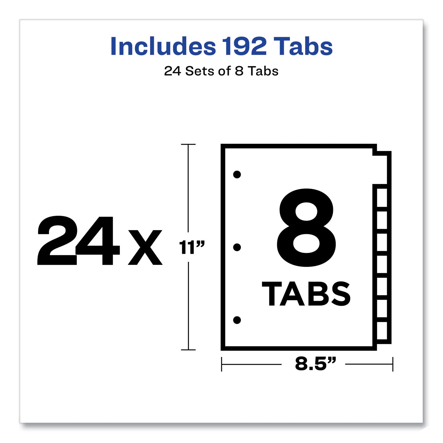 Write and Erase Plain-Tab Paper Dividers, 8-Tab, 11 x 8.5, Multicolor, 24 Sets - 