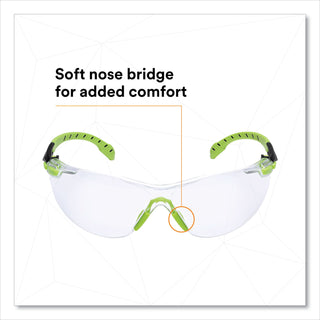 Solus 1000-Series Safety Glasses, Black/Green Plastic Frame, Clear Polycarbonate Lens