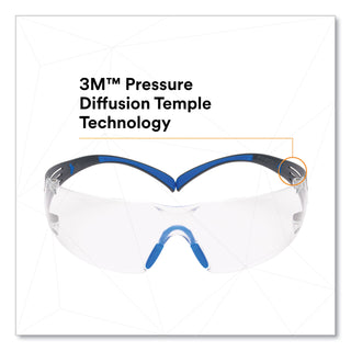 SecureFit Protective Eyewear, 400 Series, Black/Blue Plastic Frame, Clear Polycarbonate Lens