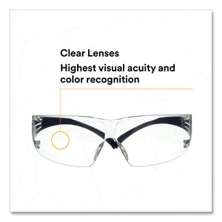 SecureFit Protective Eyewear, 200 Series, Dark Blue Plastic Frame, Clear Polycarbonate Lens