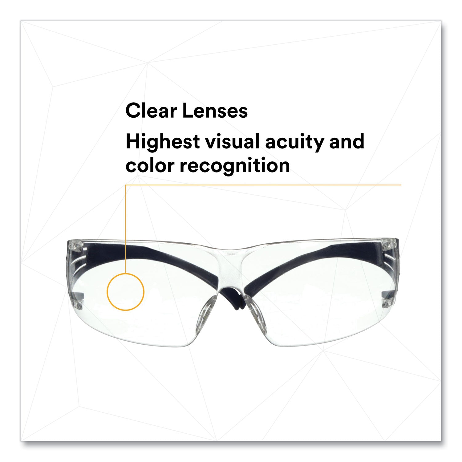 SecureFit Protective Eyewear, 200 Series, Dark Blue Plastic Frame, Clear Polycarbonate Lens