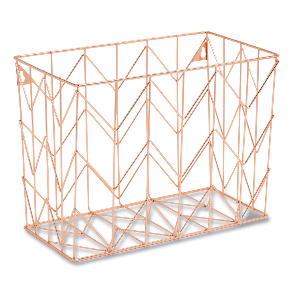 Letter-Size Desktop Fashion Filing Set, Rose Gold, (1) Rack, (3) Hanging Folders, (3) File Folders, (2) Trays,(1) Mail Sorter