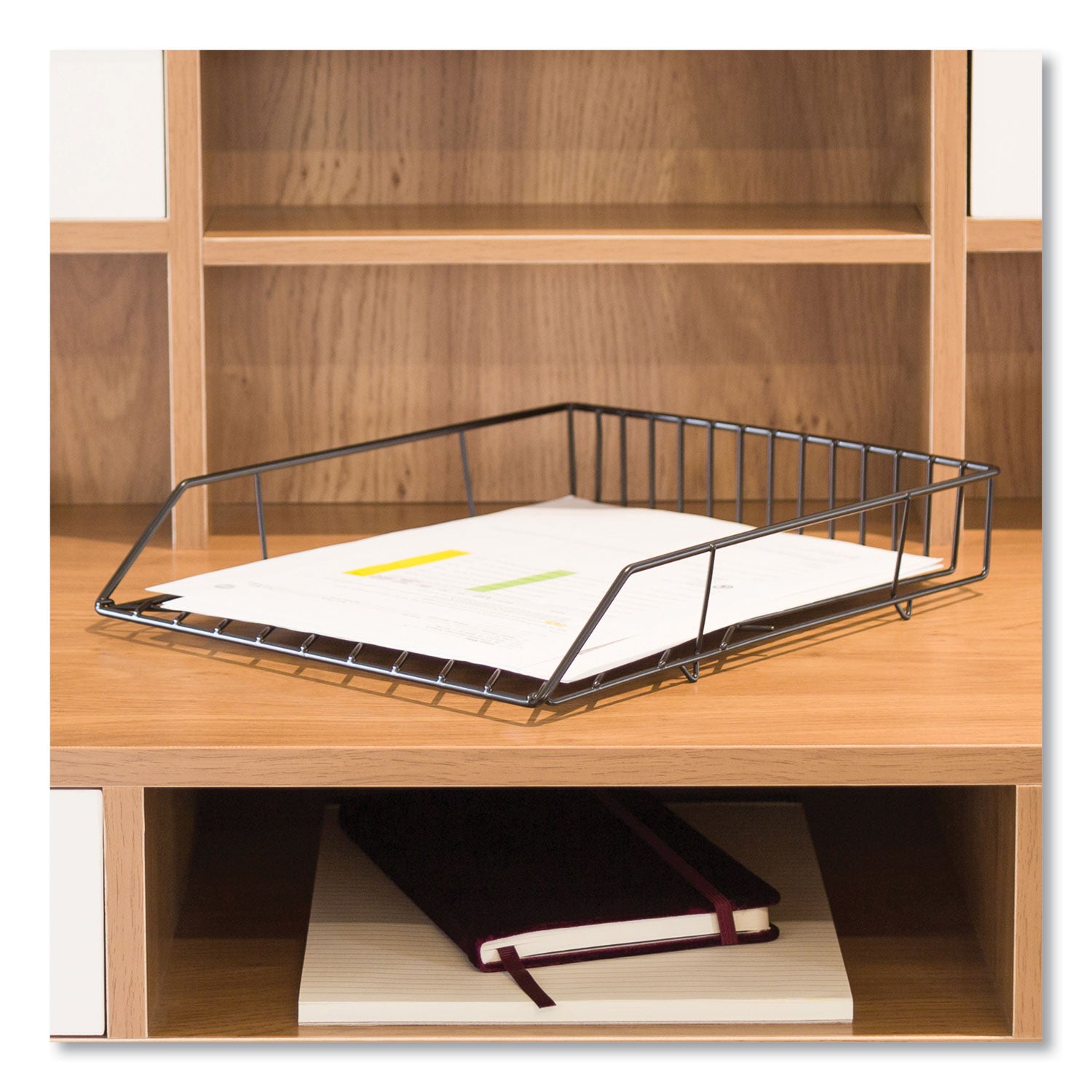 Vena Paper Tray, 1 Section, Holds 11" x 8.5" Sheets, 10.04 x 12.44 x 2.01, Black