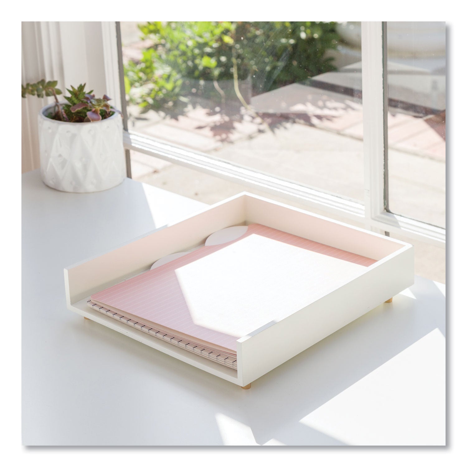 Juliet Paper Tray, 1 Section, Holds 11" x 8.5" Files, 10 x 12.25 x 2.5, White - 