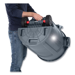 Vented Wheeled BRUTE Container, 32 gal, Plastic, Gray
