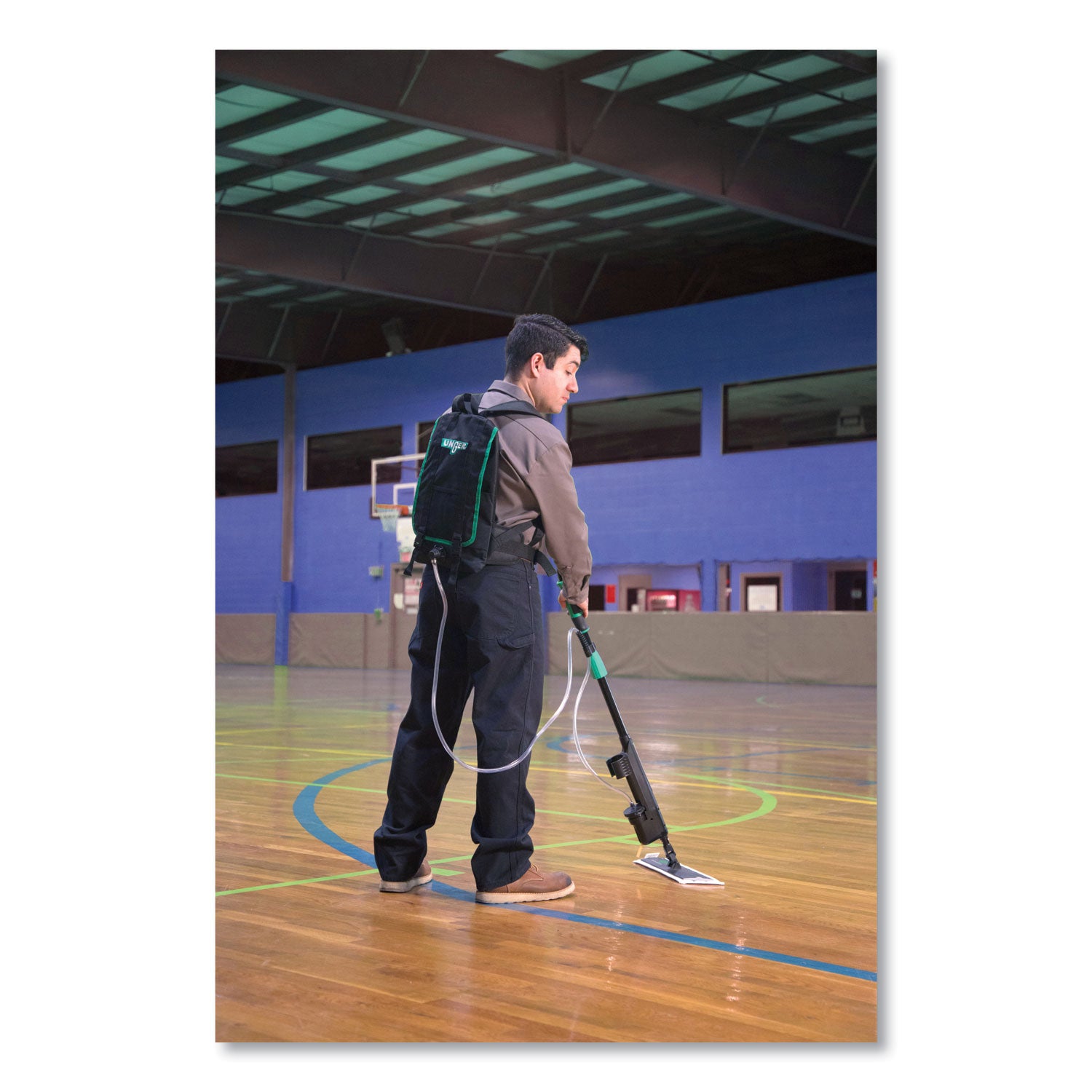 Excella Floor Finishing Kit, 20" Head, 48" to 65" Black/Green Plastic Handle
