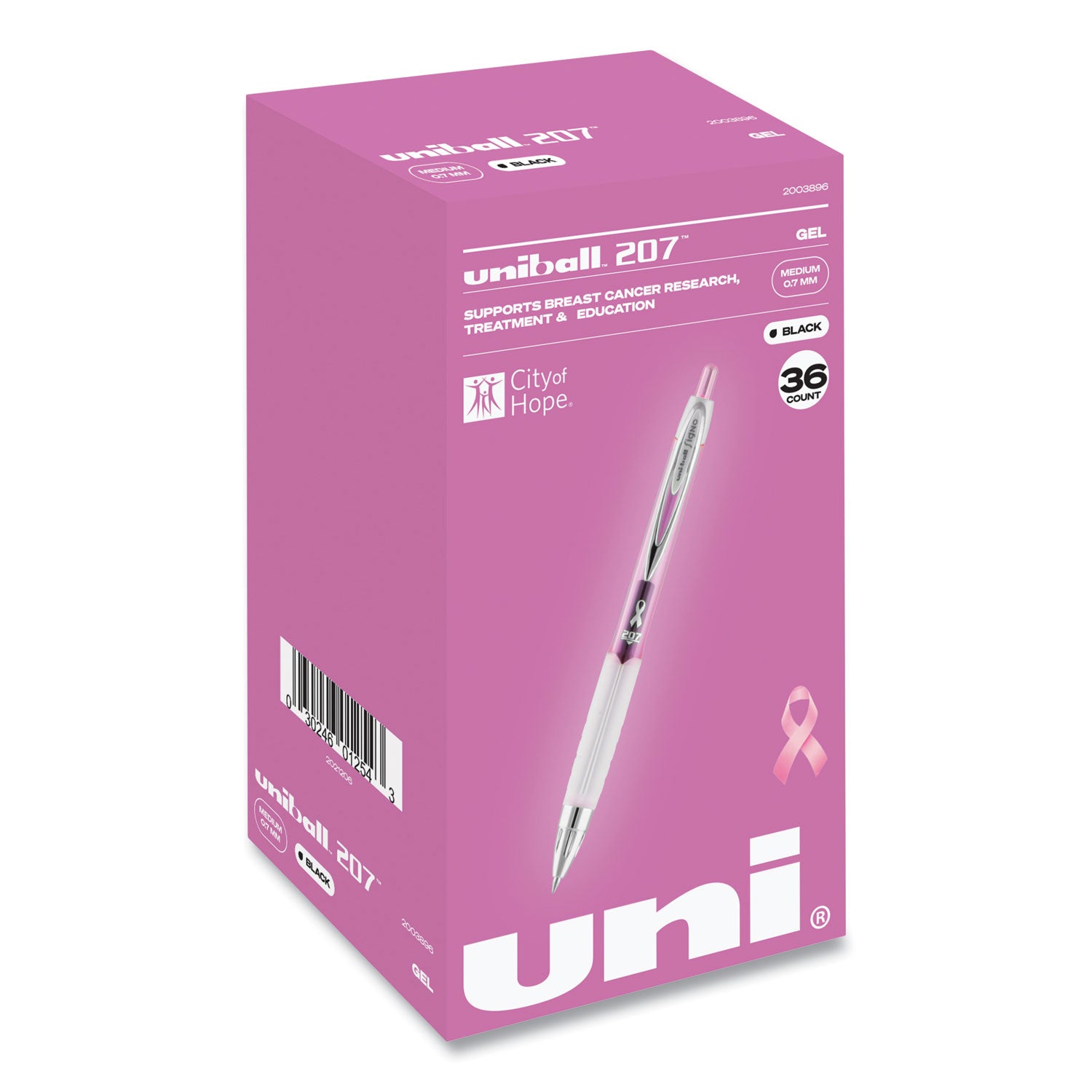 207-office-pack-gel-pen-retractable-medium-07-mm-black-ink-pink-translucent-white-barrel-36-pack_ubc2003896 - 1