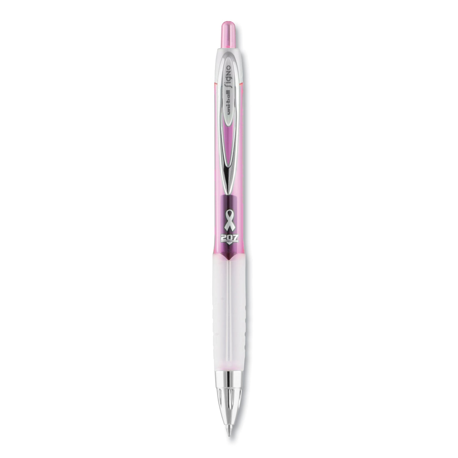 207-office-pack-gel-pen-retractable-medium-07-mm-black-ink-pink-translucent-white-barrel-36-pack_ubc2003896 - 2