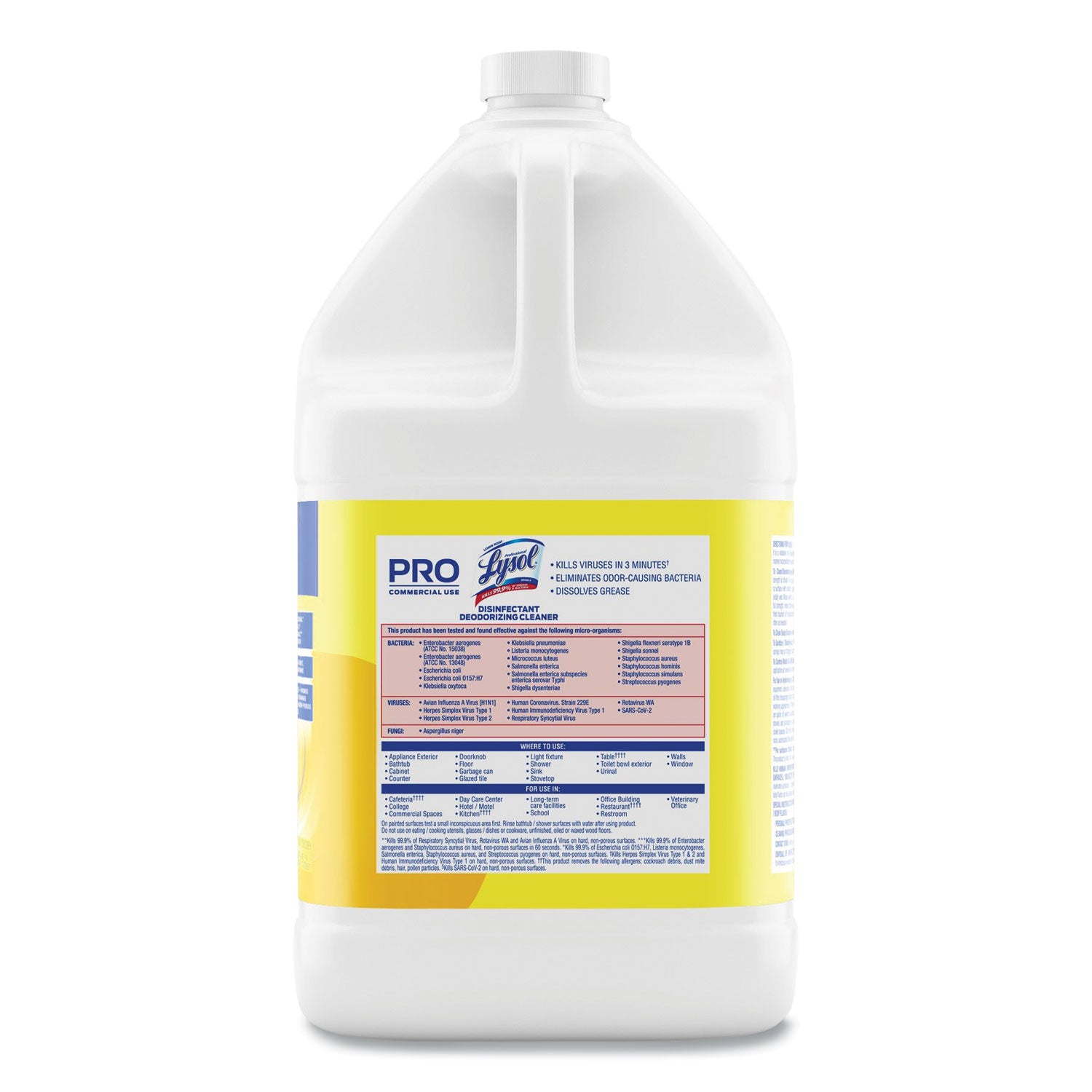 Disinfectant Deodorizing Cleaner Concentrate, Lemon Scent, 128 oz Bottle, 4/Carton