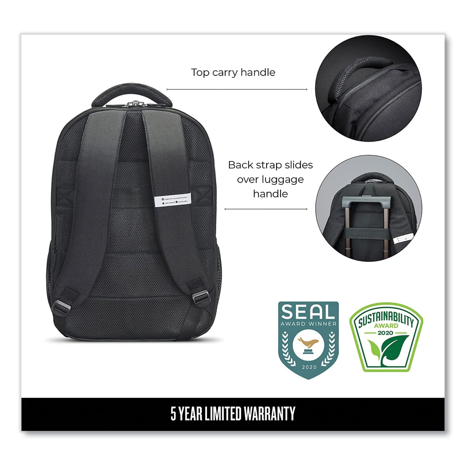 Re:Define Laptop Backpack, 15.6, 12.25 x 5.75 x 18.75, Black