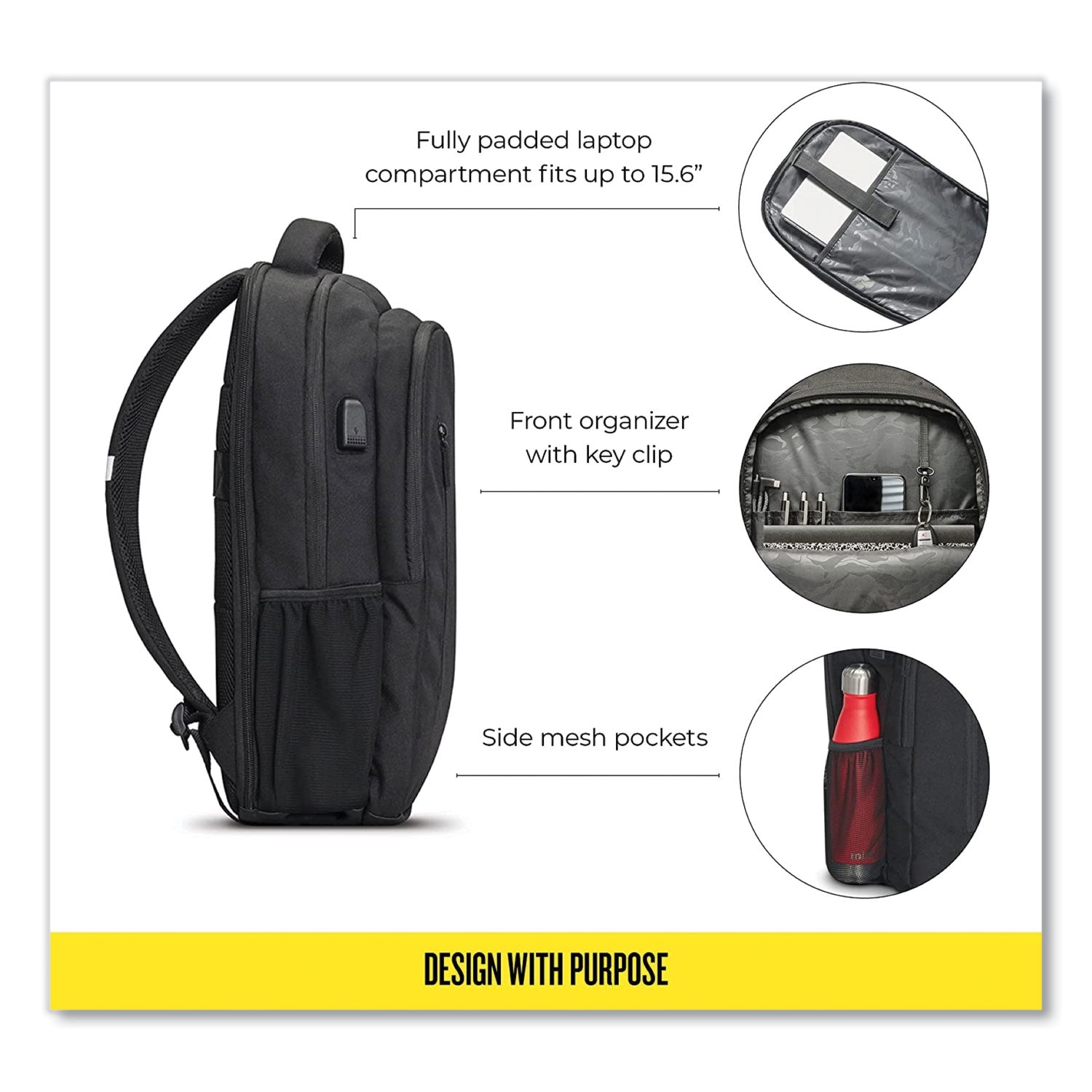 Re:Define Laptop Backpack, 15.6, 12.25 x 5.75 x 18.75, Black
