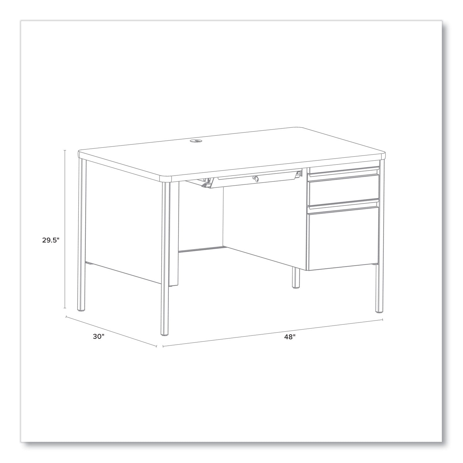 Teachers Pedestal Desks, One Right-Hand Pedestal: Box/File Drawers, 48" x 30" x 29.5", Maple/Black