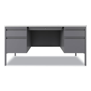 Teachers Pedestal Desks, Left and Right-Hand Pedestals: Box/File Drawer Format, 60" x 30" x 29.5", White/Platinum