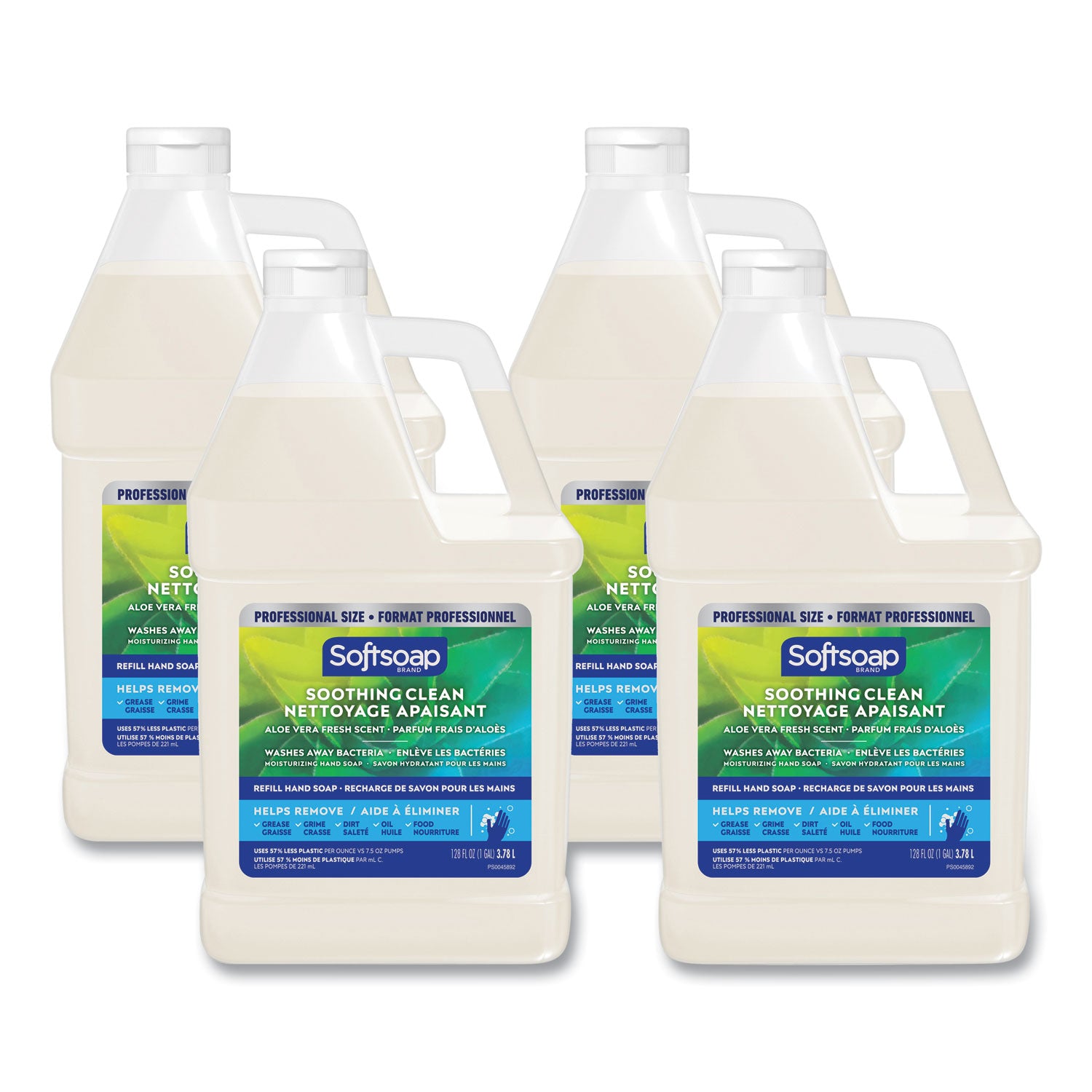 Liquid Hand Soap Refill with Aloe, Aloe Vera Fresh Scent, 1 gal Refill Bottle, 4/Carton