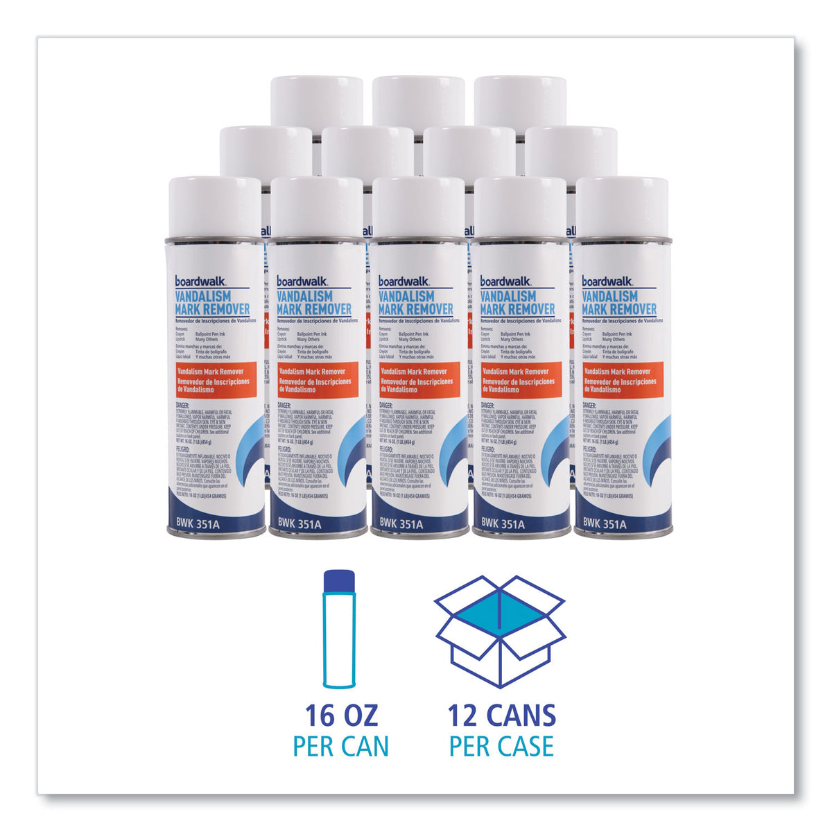 Vandalism Mark Remover, 16 oz Aerosol Spray, 12/Carton