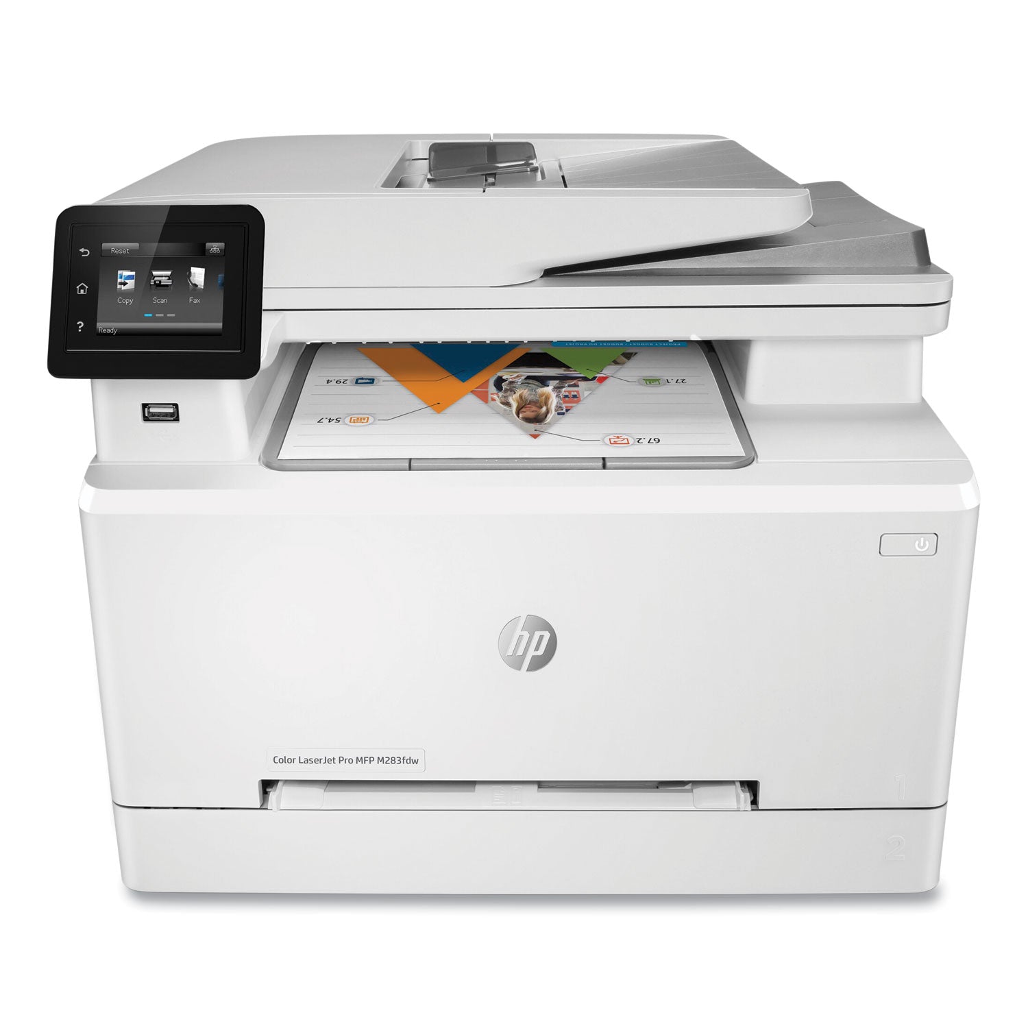 HP LaserJet Pro M283fdw Wireless Laser Multifunction Printer - Color - Copier/Fax/Printer/Scanner - 21 ppm Mono/21 ppm Color Print - 600 x 600 dpi Print - Automatic Duplex Print - Up to 40000 Pages Monthly - 251 sheets Input - Color Scanner - 1200 dp - 1