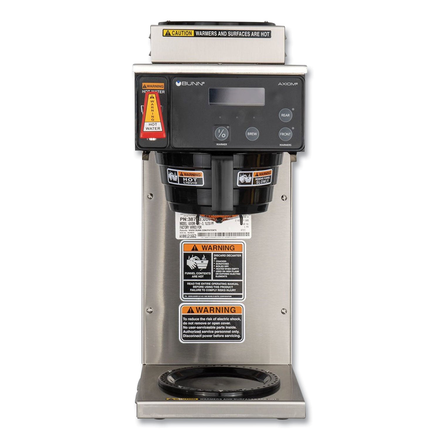 AXIOM DV-3 12-Cup Dual-Voltage Coffee Brewer with 3 Warmers, Silver/Black, Ships in 7-10 Business Days