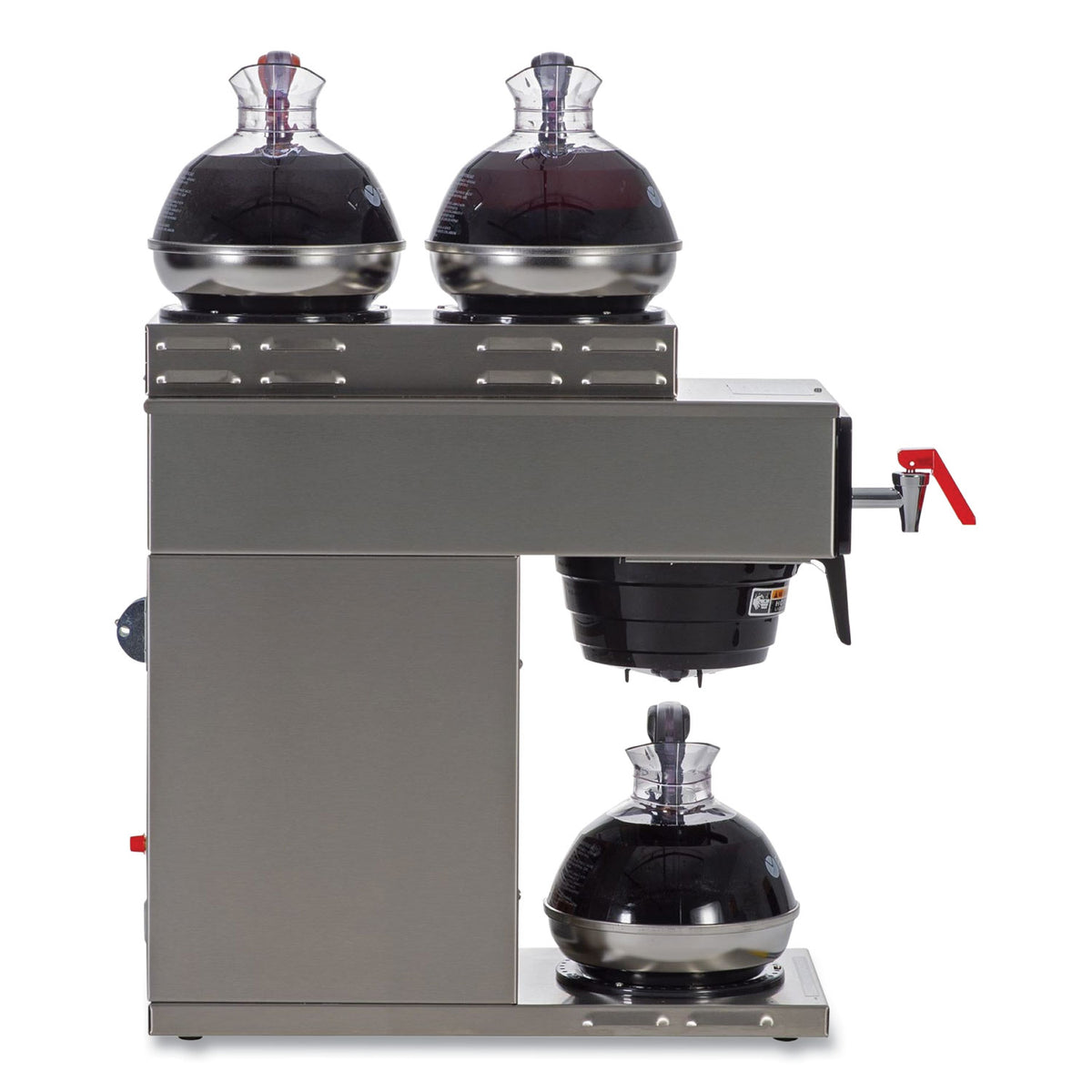 AXIOM DV-3 12-Cup Dual-Voltage Coffee Brewer with 3 Warmers, Silver/Black, Ships in 7-10 Business Days