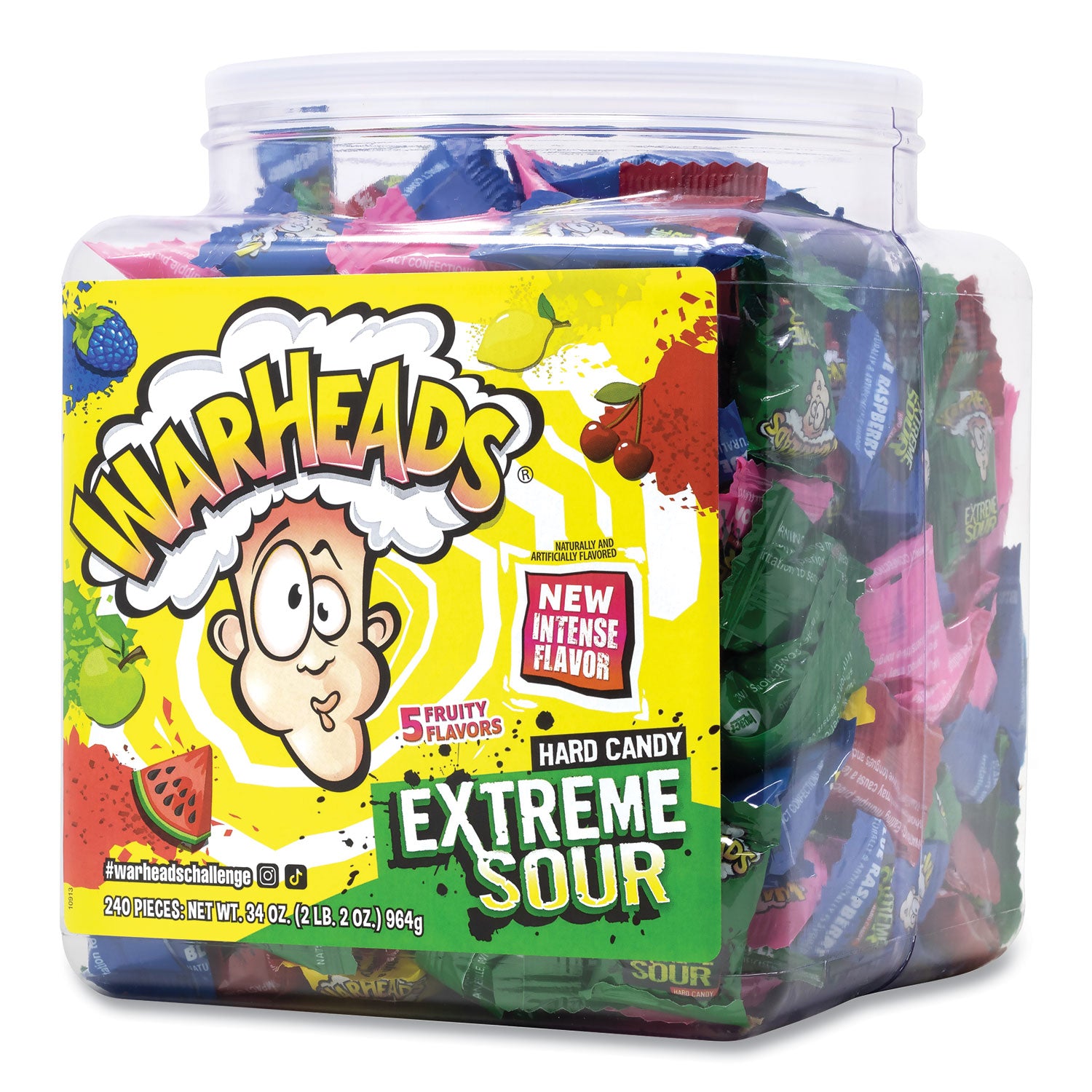 Xtreme Sour Hard Candy, Assorted Flavors, 34 oz Tub, Ships in 1-3 Business Days