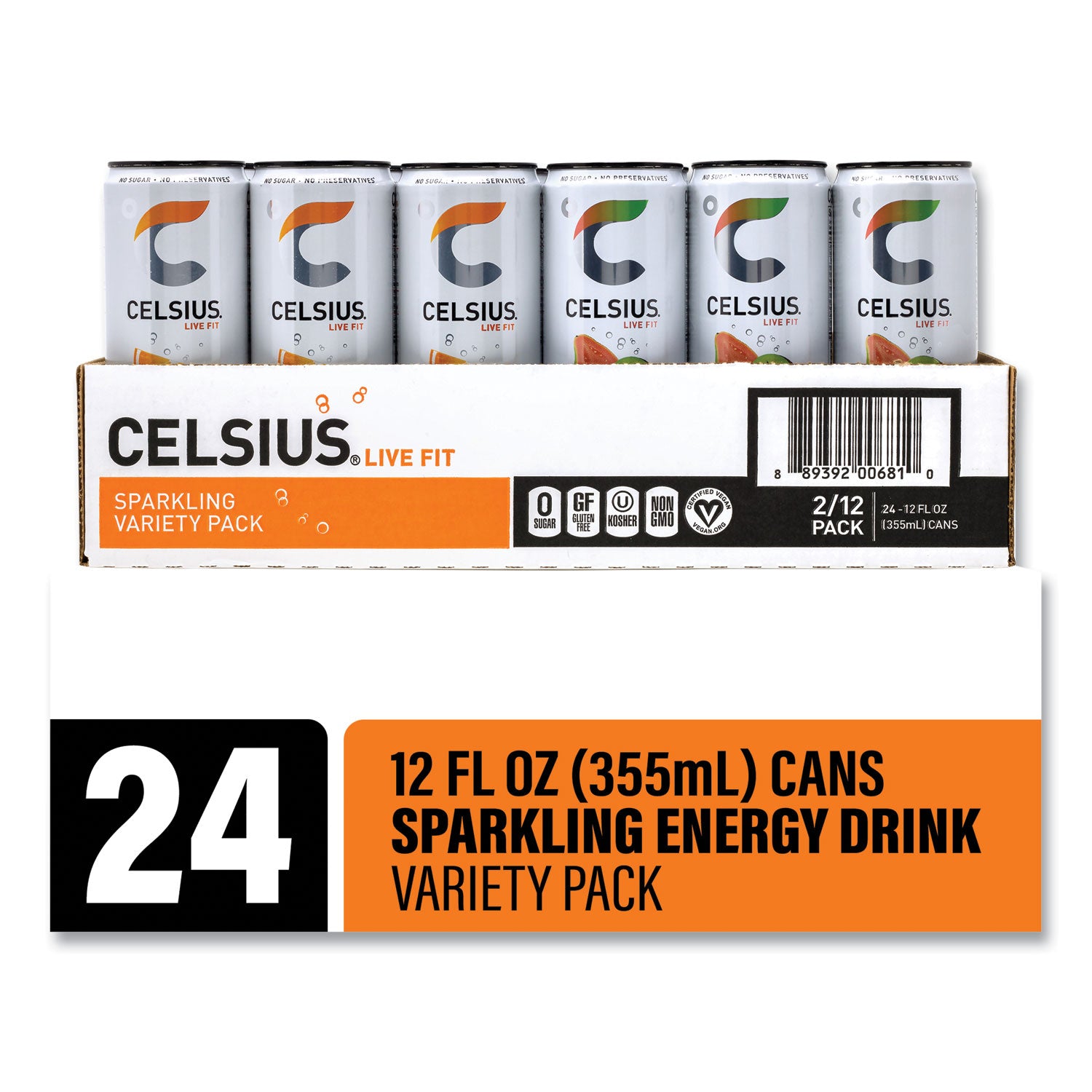 Live Fit Variety Pack, Kiwi Guava and Orange, 12 oz Can, 24/Carton, Ships in 1-3 Business Days
