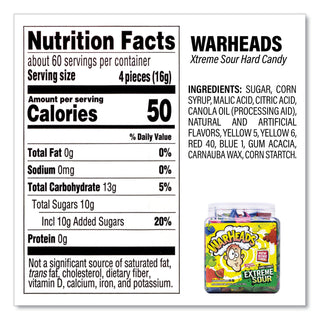 Xtreme Sour Hard Candy, Assorted Flavors, 34 oz Tub, Ships in 1-3 Business Days