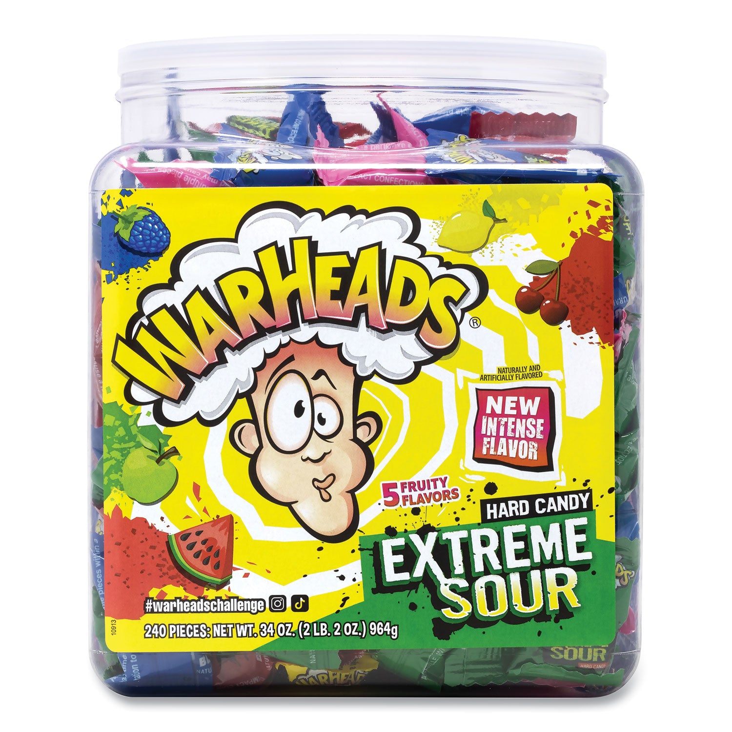 Xtreme Sour Hard Candy, Assorted Flavors, 34 oz Tub, Ships in 1-3 Business Days
